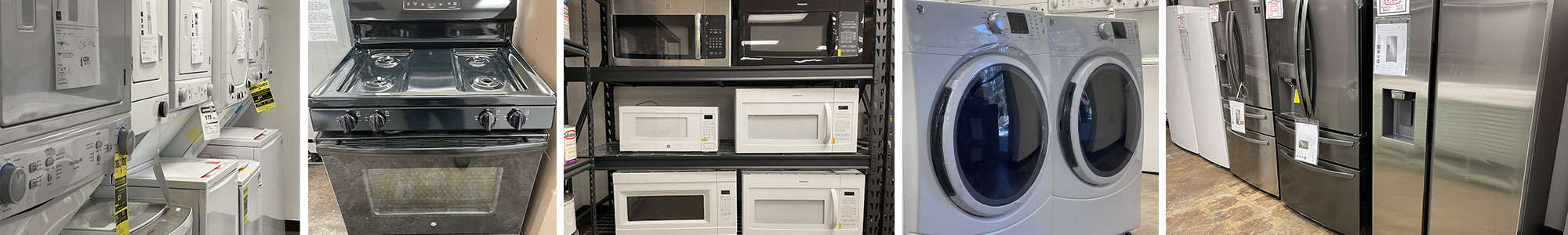 Collage of appliances carried in the store.